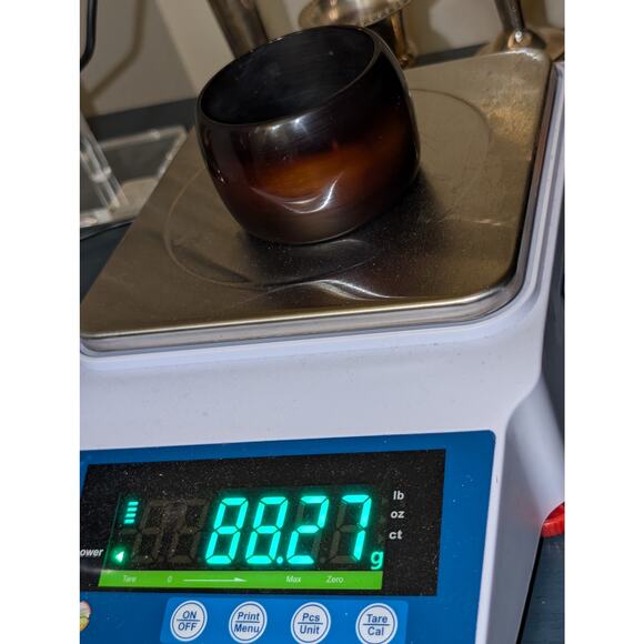 Vintage Cognac Stripe Simichrome Tested Heavy Wide Bangle Bracelet 88.27g - Picture 8 of 10